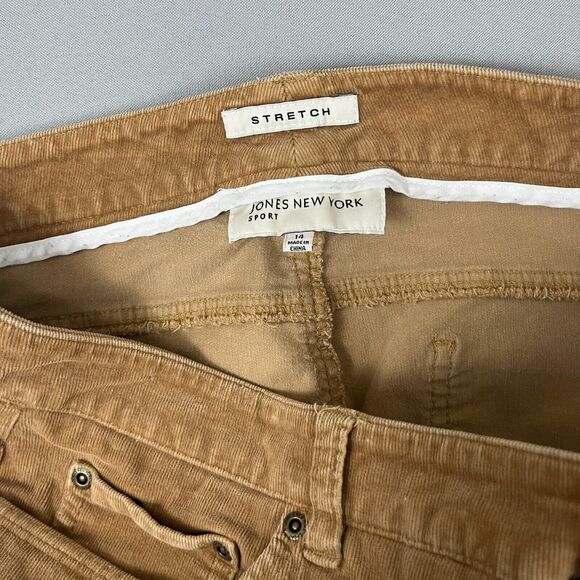 Jones New York Stretch Corduroy Pants Womens 14 Mocha Mousse Brown Normcore - Picture 4 of 6